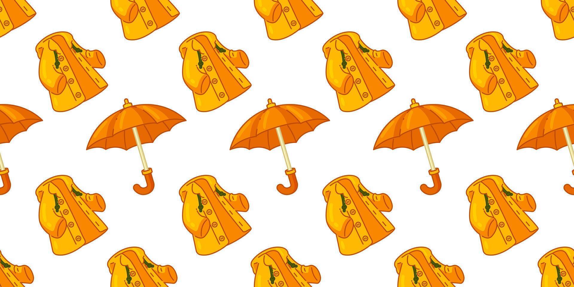 Raincoat and Umbrella Seamless Pattern vector