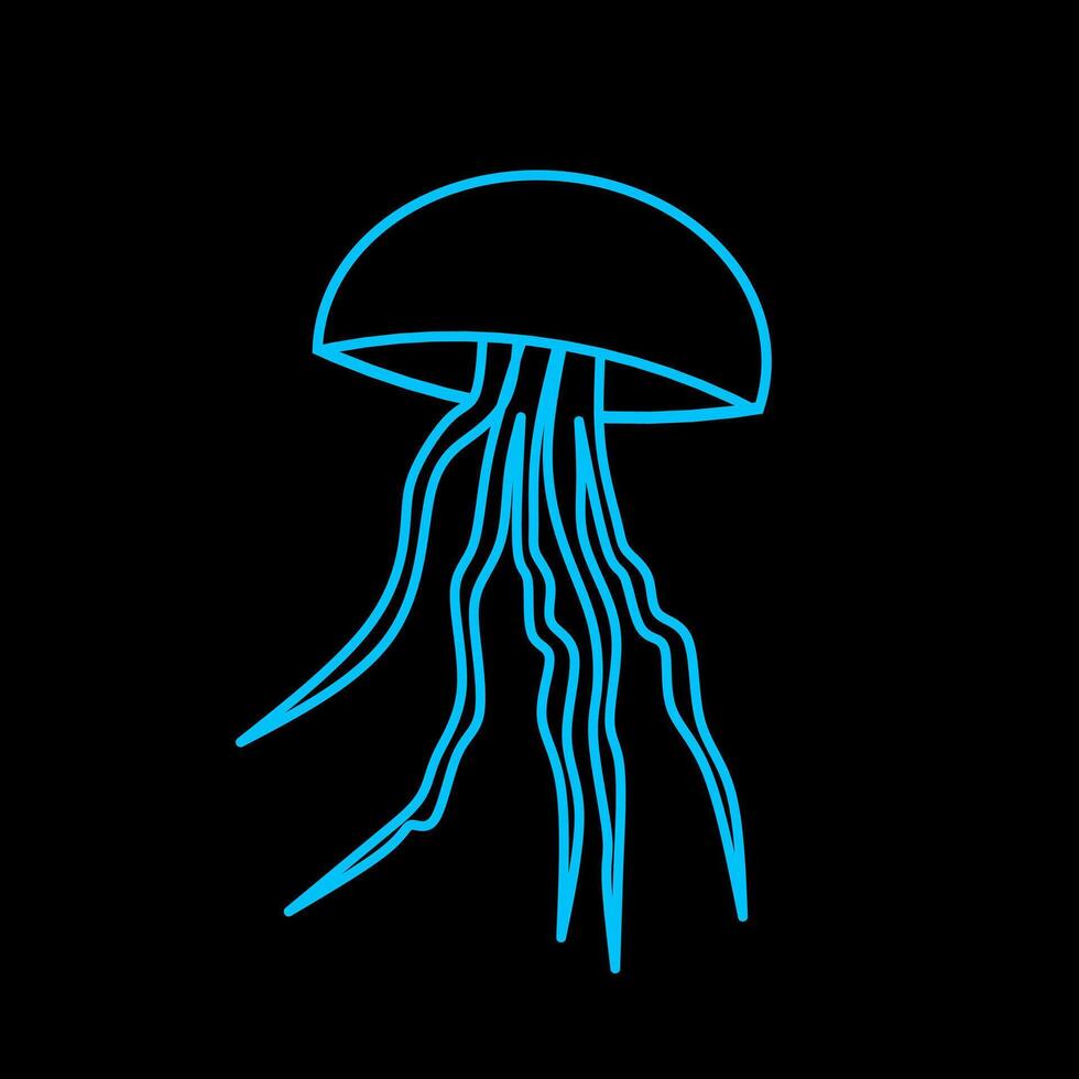 Futuristic neon glowing jellyfish design vector