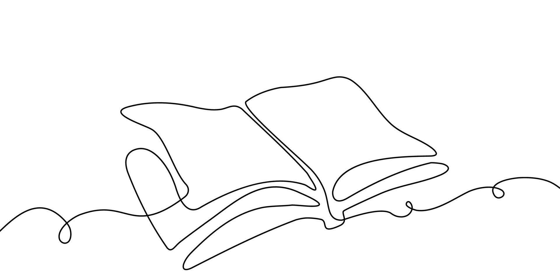 Line book art one education open illustration school read continuous icon. Sketch line book doodle hand bible background library drawn stack outline old shelf paper research pen study write. vector