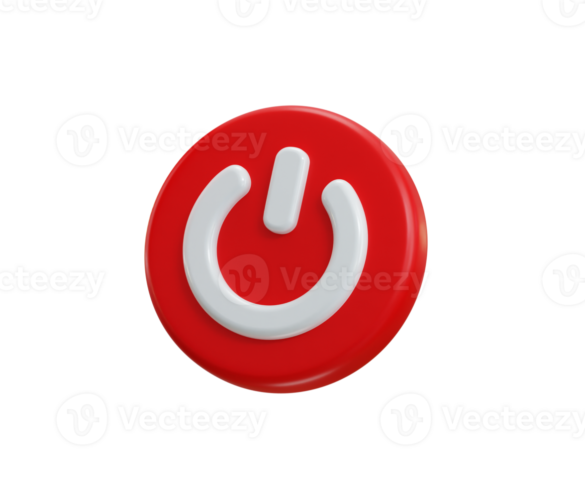 Red Power Button icon 3d render concept of power off button icon design illustration png