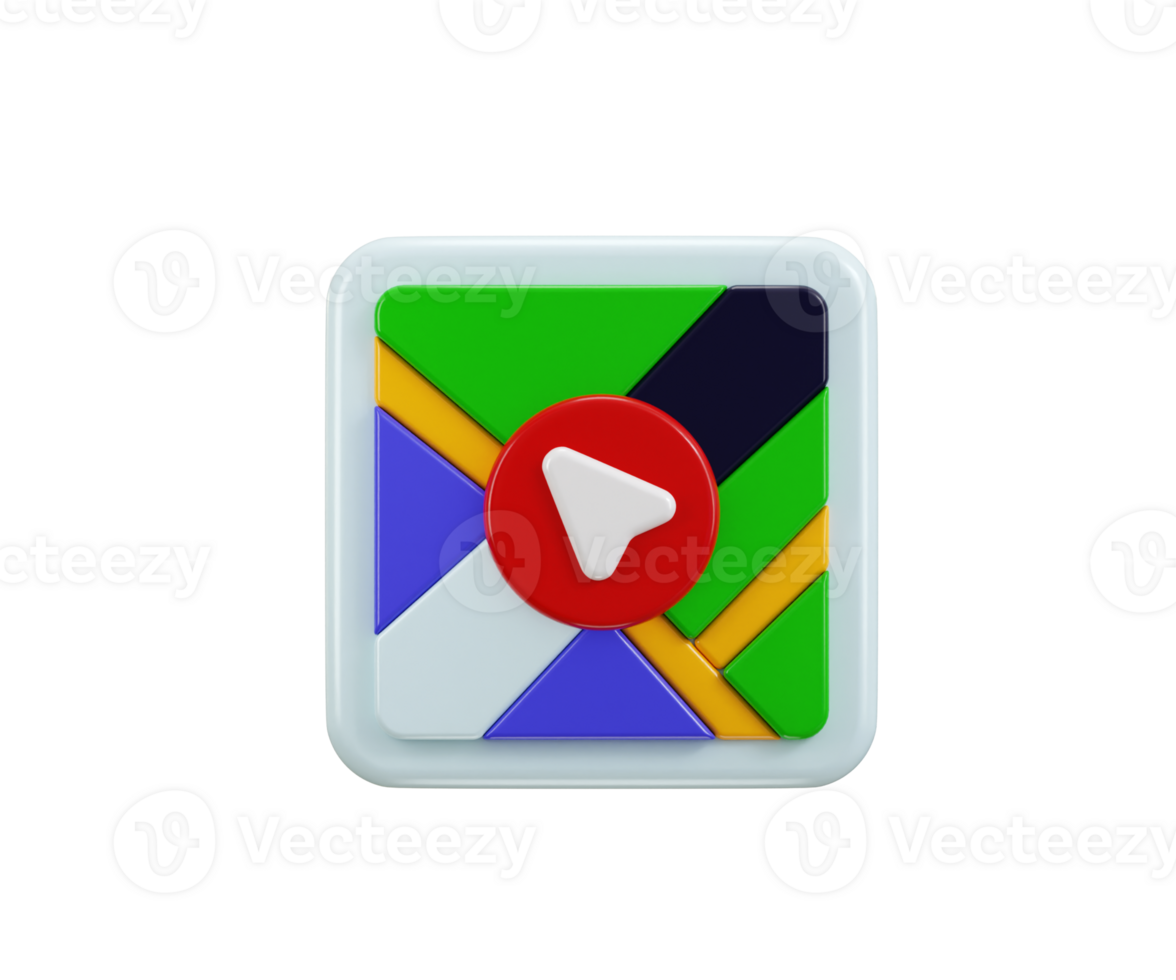 Navigation arrow on map icon 3d render concept of Pin on map 3d location icons city gps navigation and maps pointing arrows icon illustration png