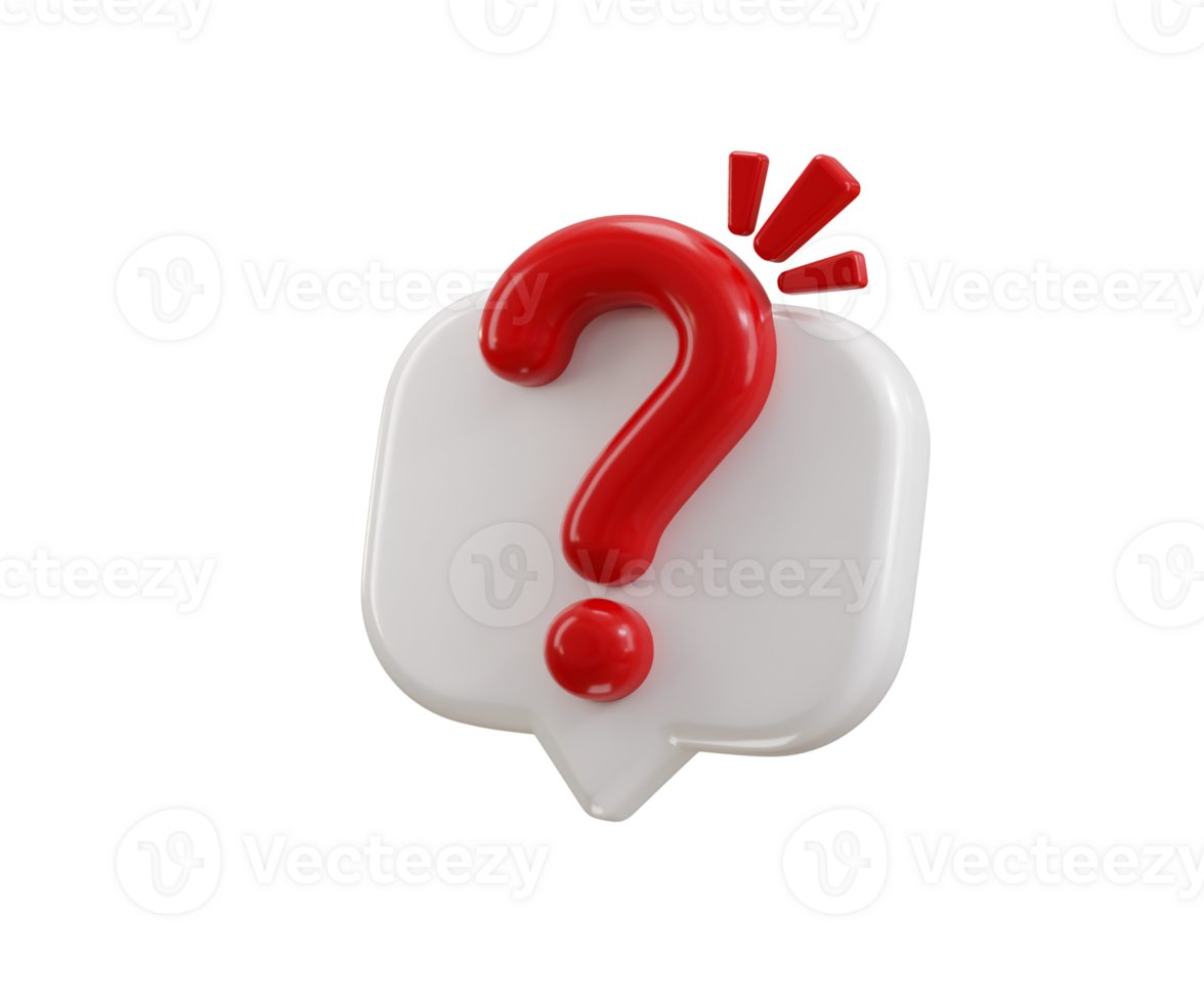 speech bubble with question mark icon 3d render concept of speech bubble question sign or ask faq and q and a answer solution icon illustration png