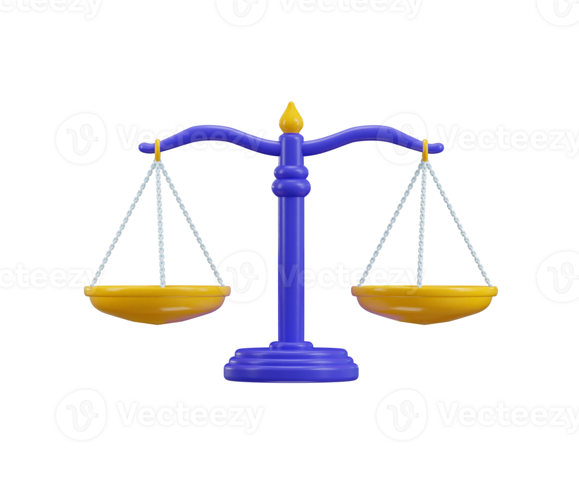 Justice Scale icon 3d render concept of scales of justice Legal Balance symbol illustration png