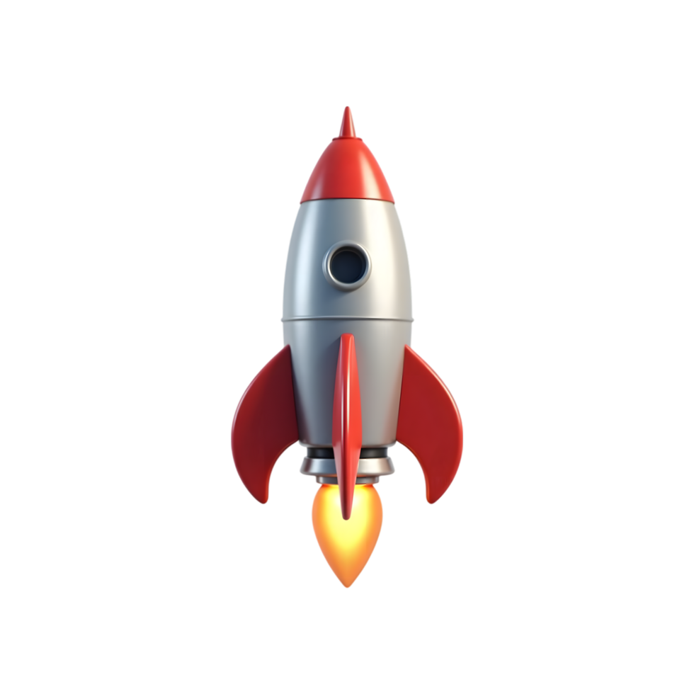 Red and Silver Toy Rocket Ship for Sci-Fi or Education Projects png