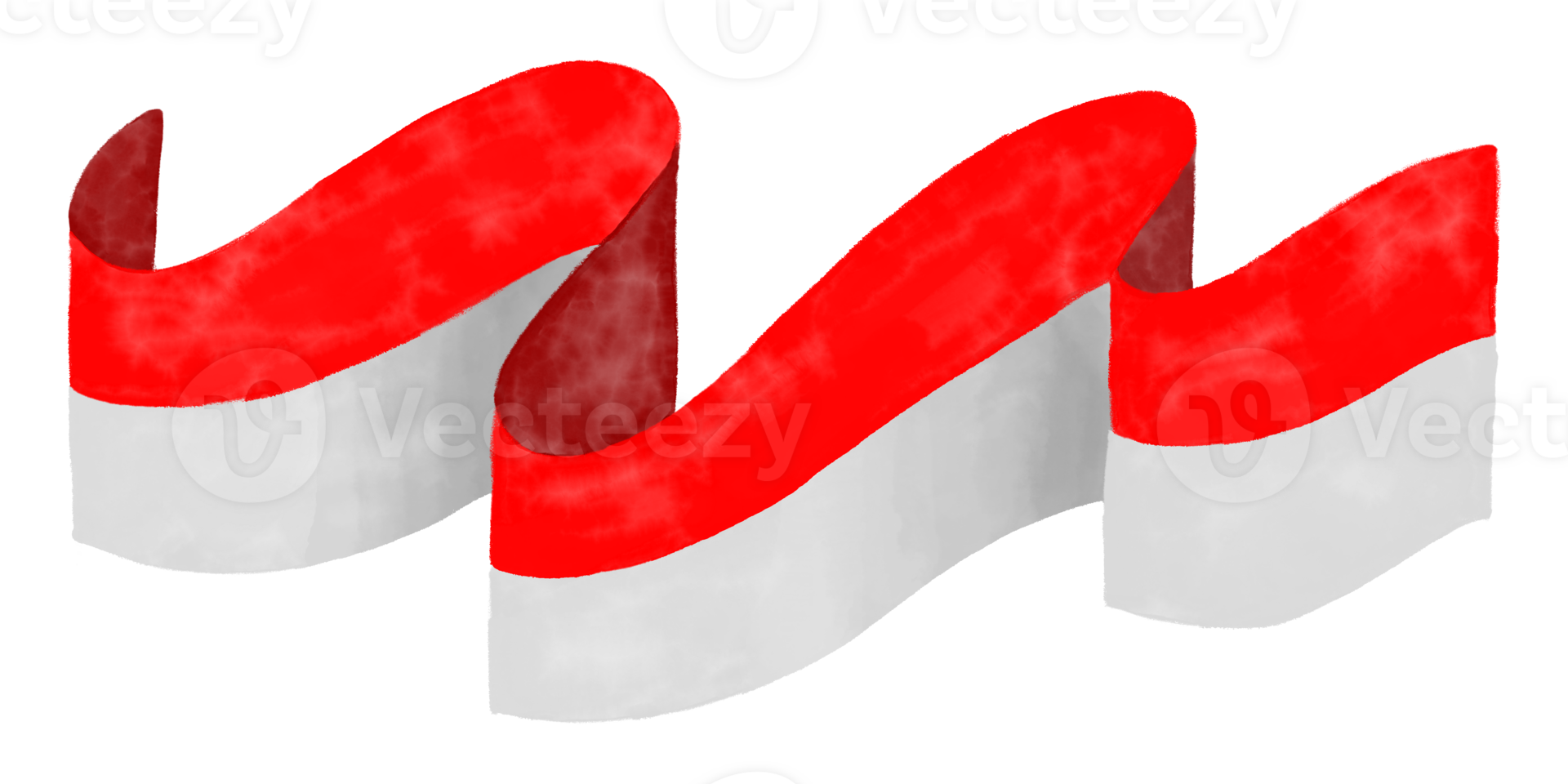 Wavy red and white indonesian flag. Fluttering ribbon banner illustration. png