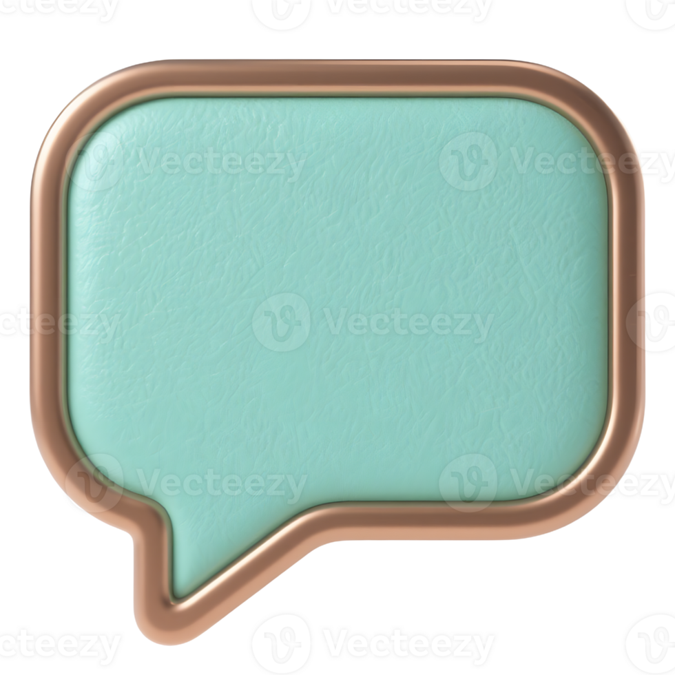 Aqua speech bubble with copper frame isolated on transparent background png