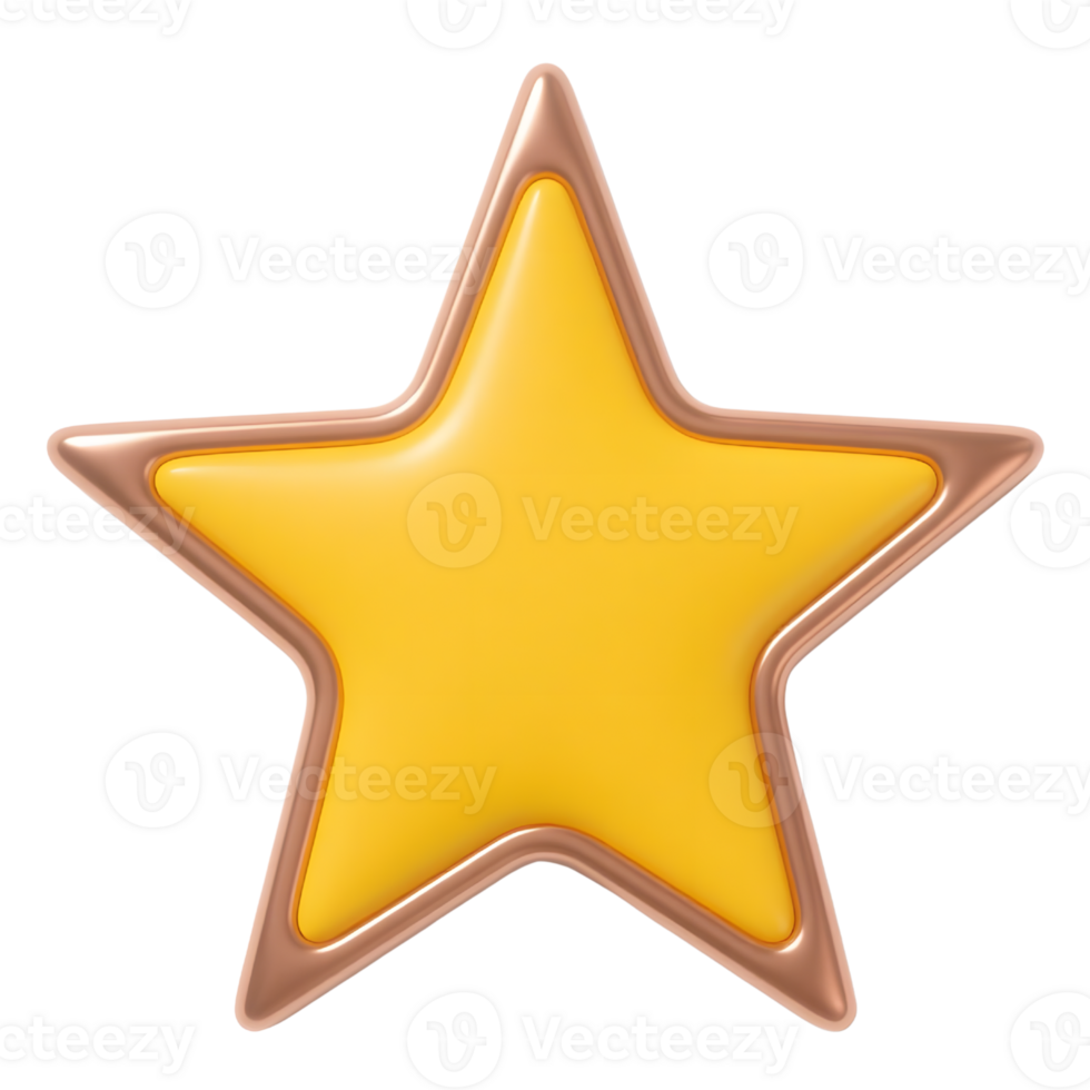 A golden star isolated on transparent background shines brightly png