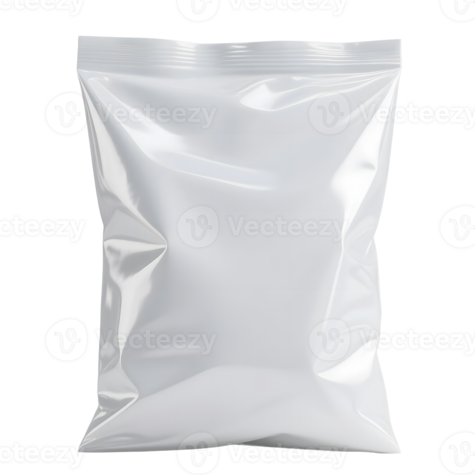 A blank plastic bag is isolated on transparent background png
