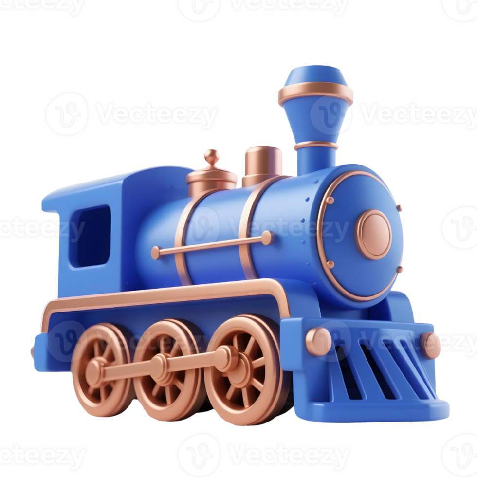 A blue toy train isolated on transparent background png