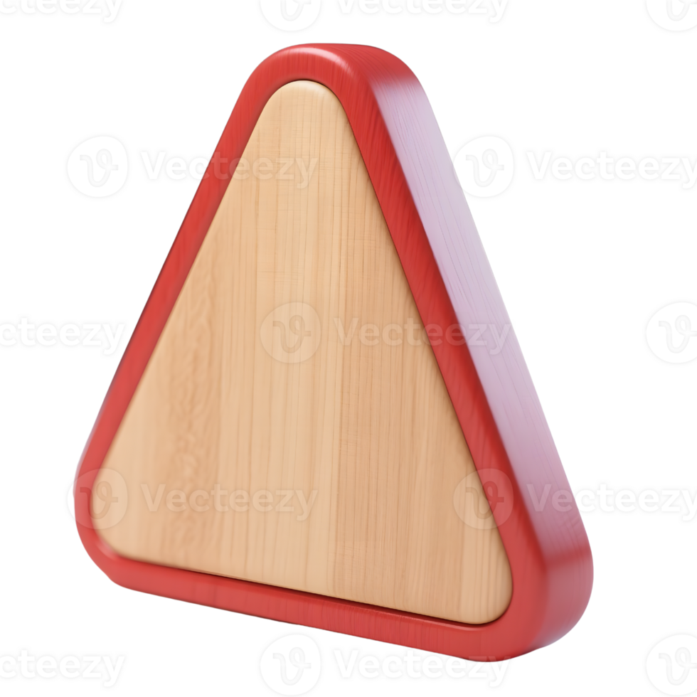 A wooden triangle with red trim isolated on transparent background png