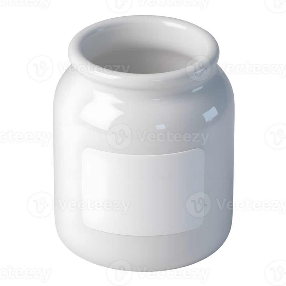 A white ceramic jar is isolated on transparent background png