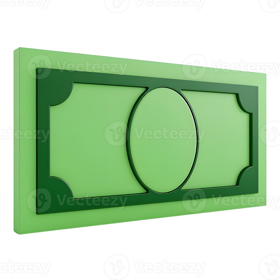 A green dollar bill is isolated on transparent background png