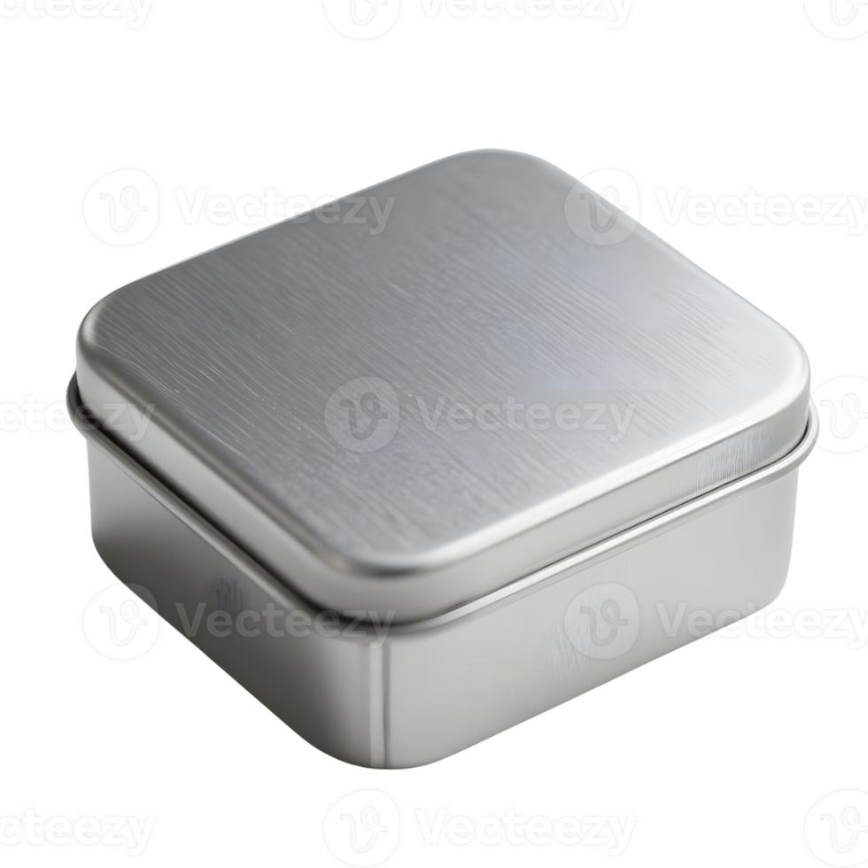 Silver metal box is isolated on transparent background png