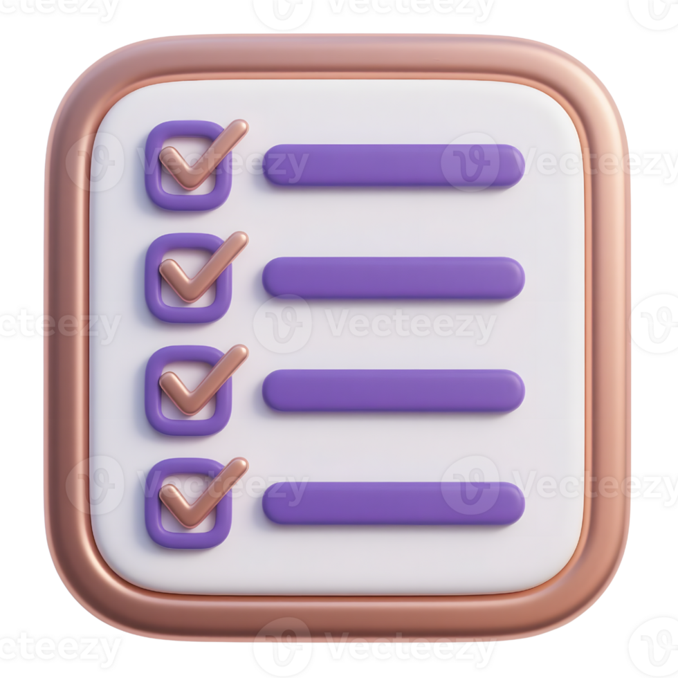 A checklist icon with checkmarks, isolated on transparent background png