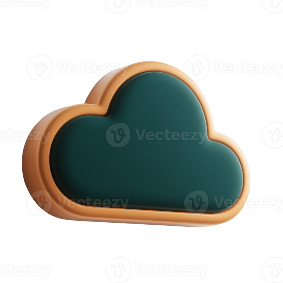 A dark green cloud isolated on transparent background png