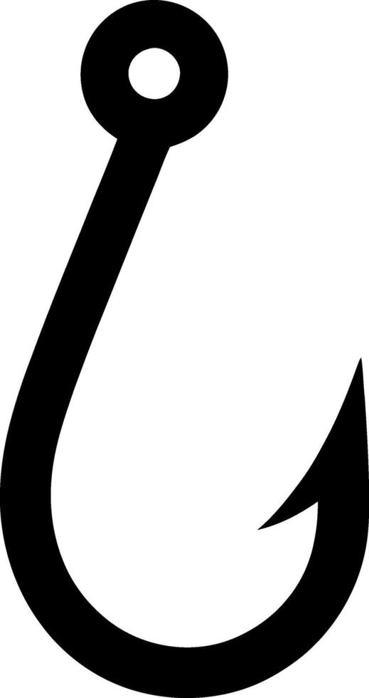 black and white fish hook icon vector