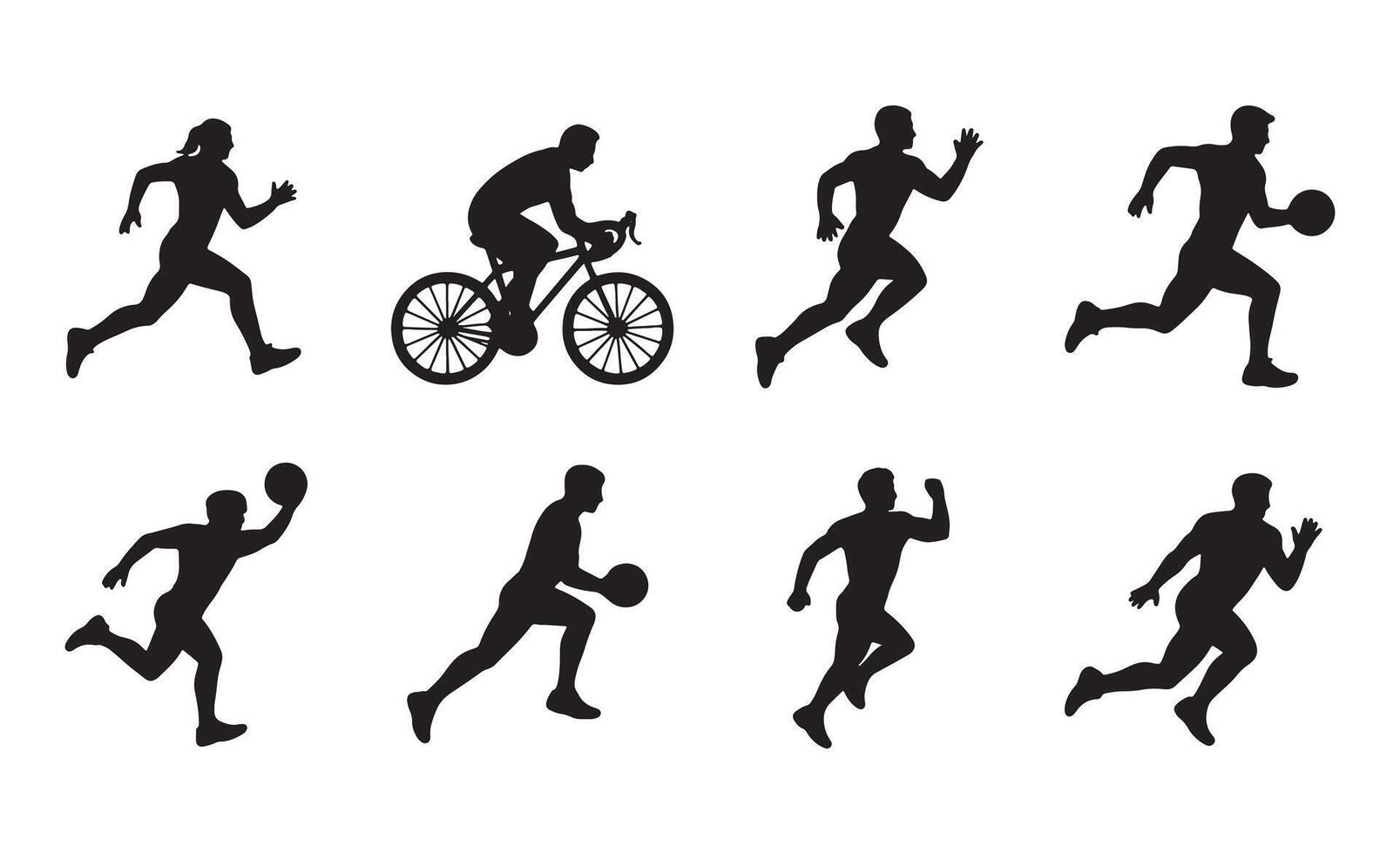 Silhouettes of athletes engaged in various sports activities vector