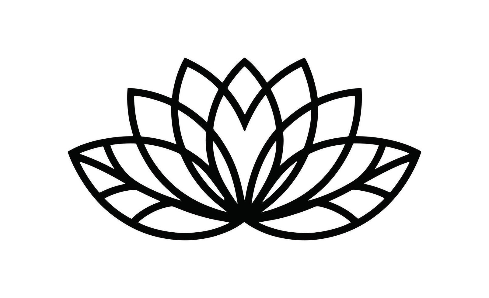 Stylized black outline of a lotus flower with three leaves vector