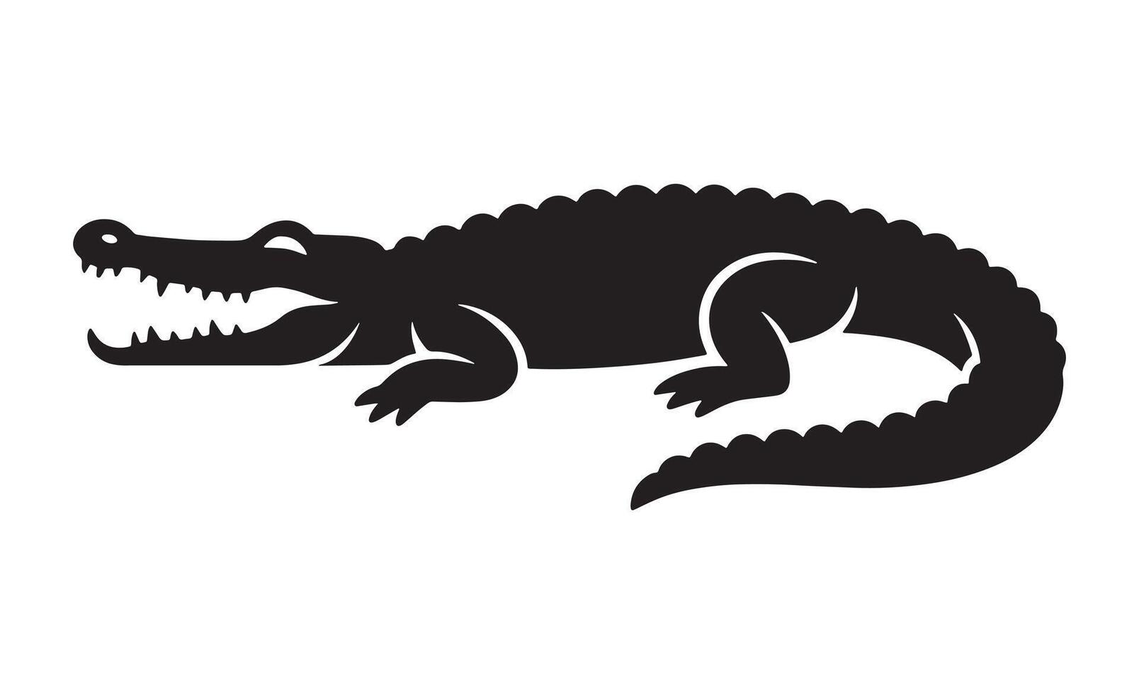 Stylized black silhouette of an alligator with open jaws vector