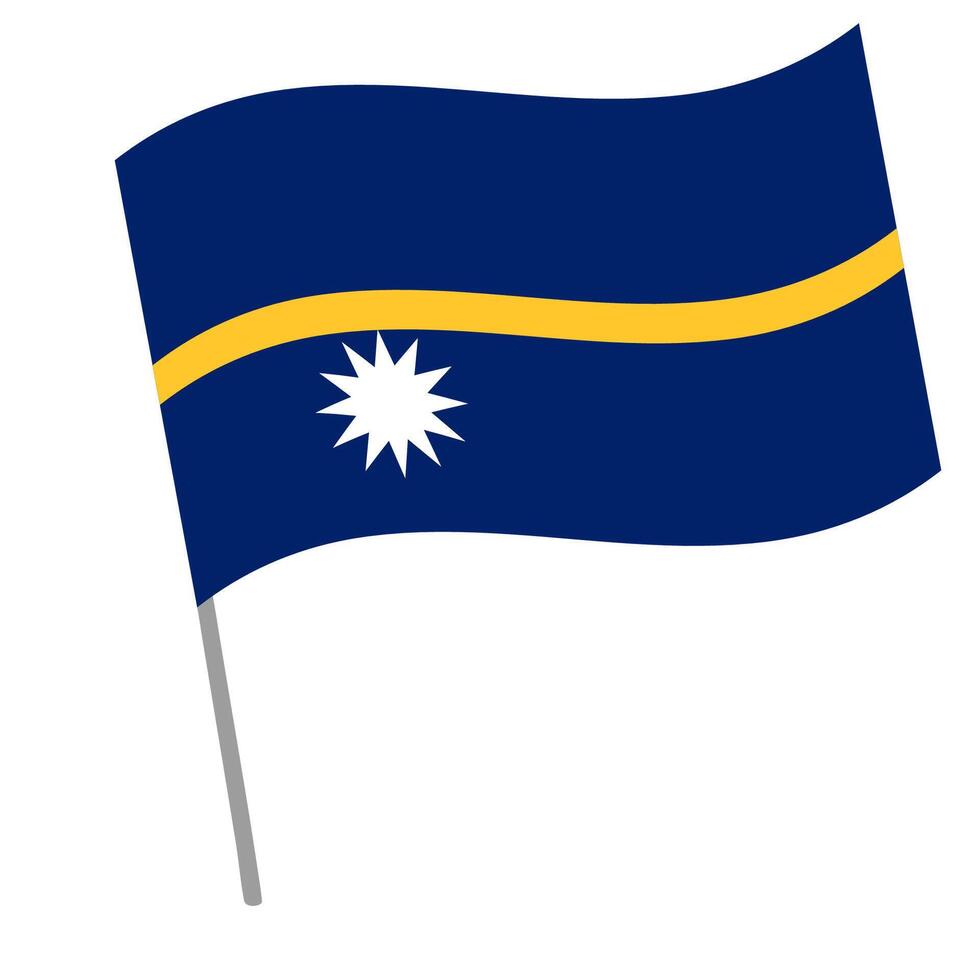 Nauru national flag flutters with flagpole vector