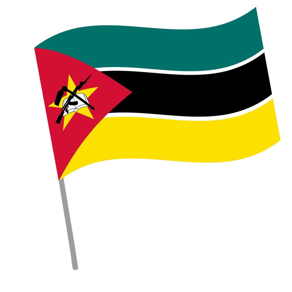 Mozambique national flag flutters with flagpole vector