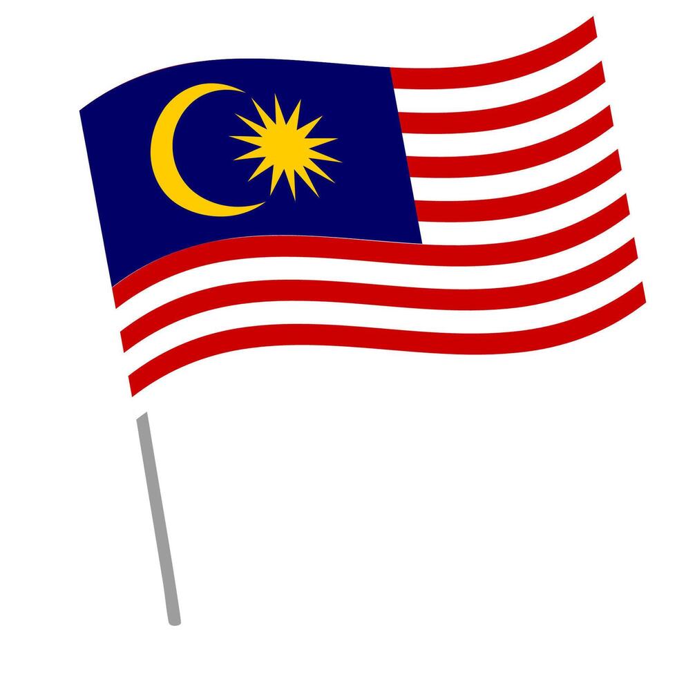Malaysia national flag flutters with flagpole vector