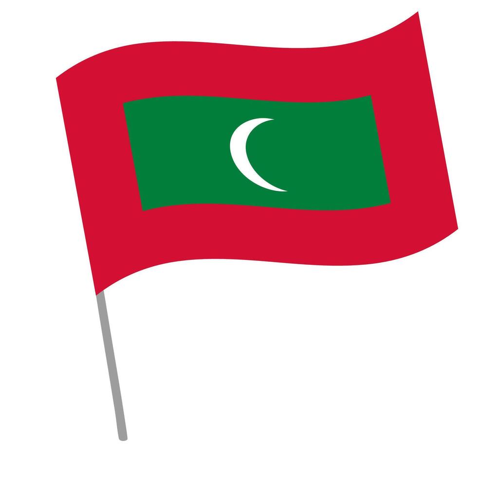 Maldives national flag flutters with flagpole vector