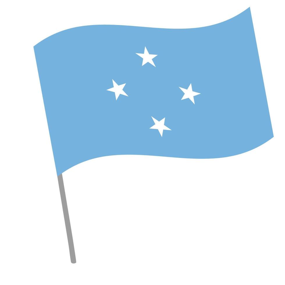 Micronesia national flag flutters with flagpole vector
