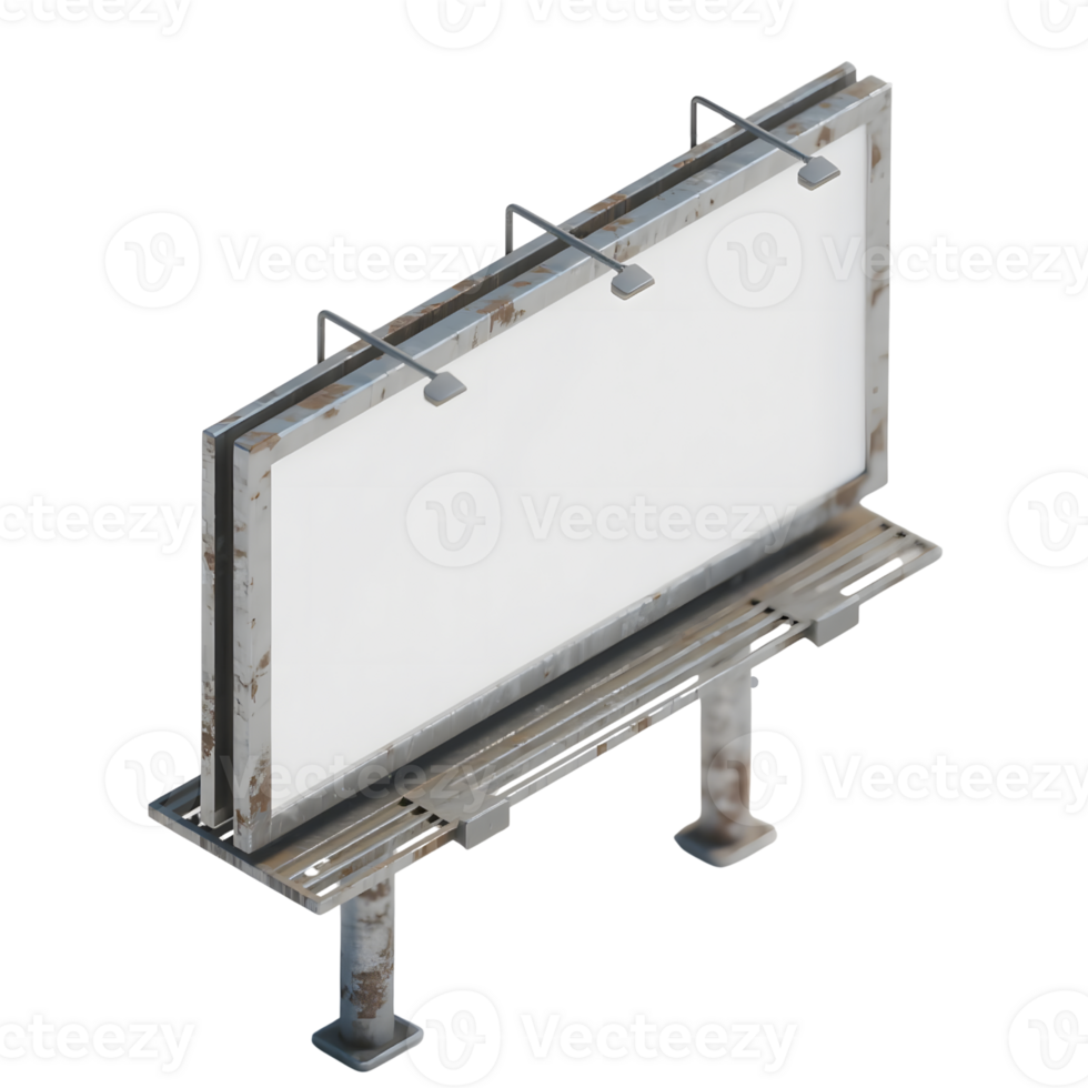 An old billboard is isolated on transparent background png