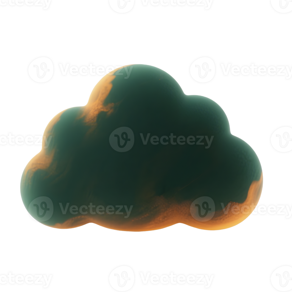 A dark cloud with orange edges is isolated on transparent background png