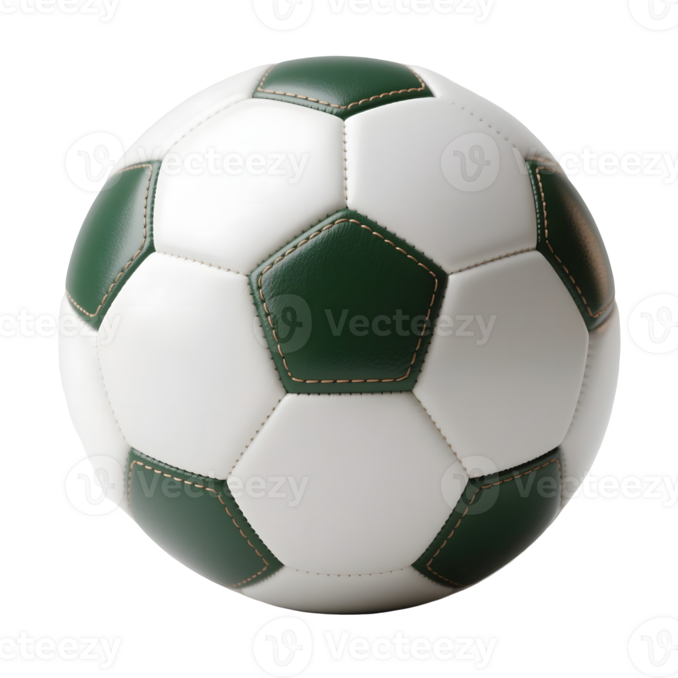A green and white soccer ball isolated on transparent background png