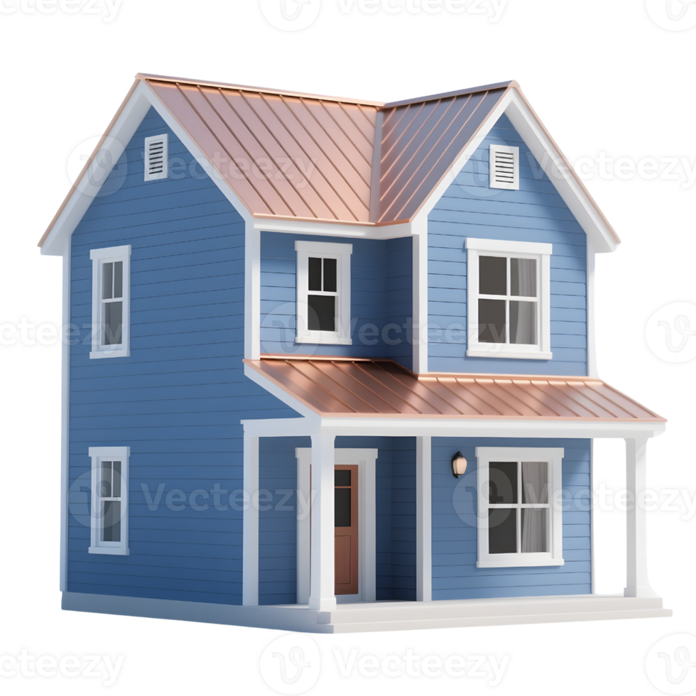 A blue house isolated on transparent background png