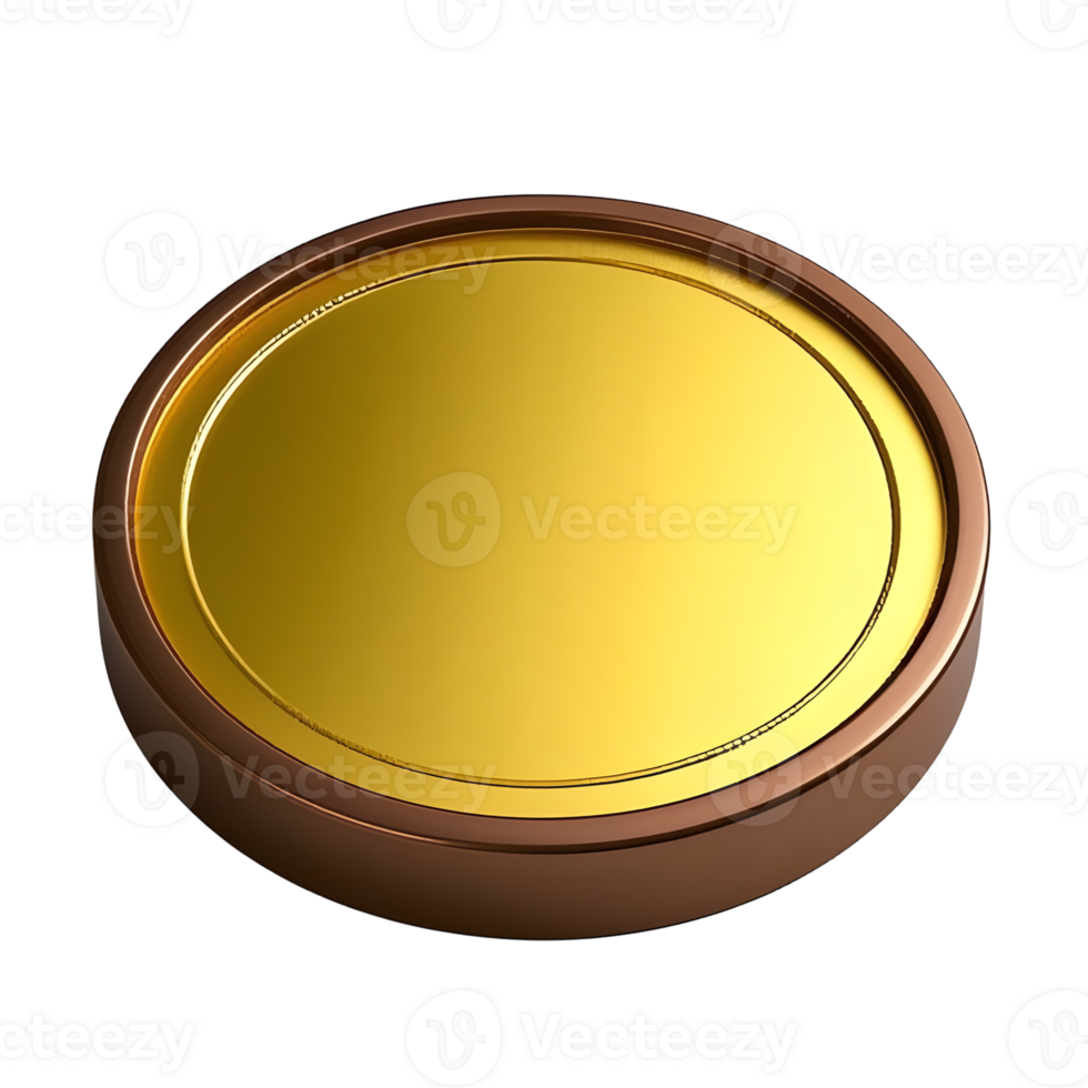 A golden coin isolated on transparent background png
