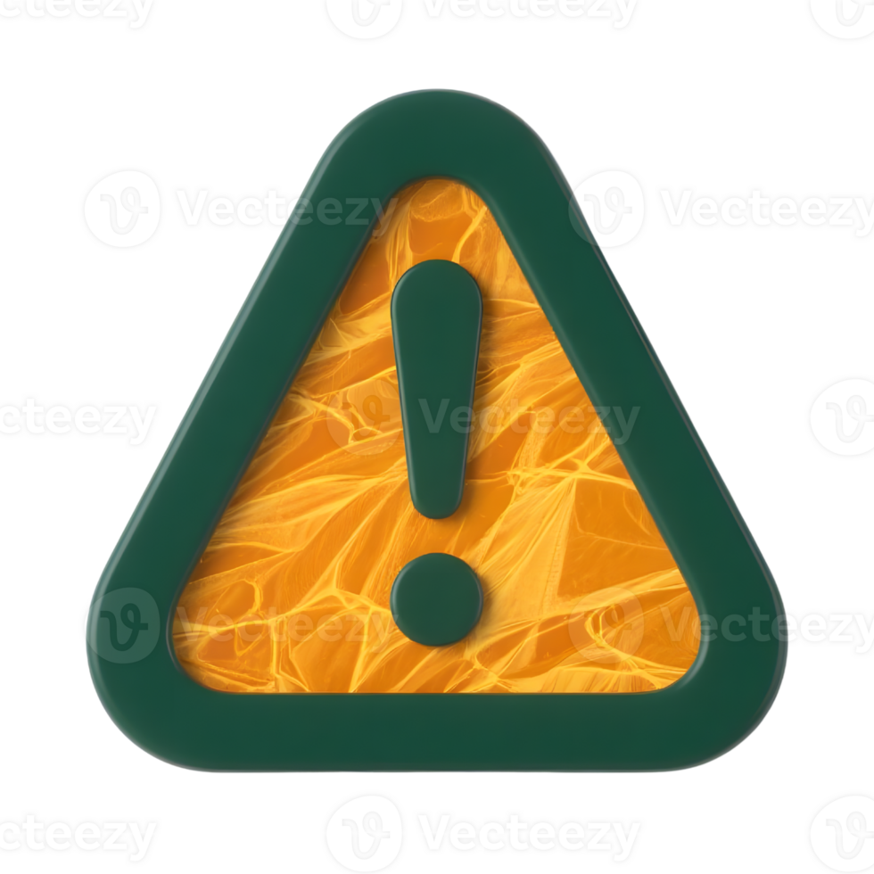 Green warning sign with exclamation mark isolated on transparent background png