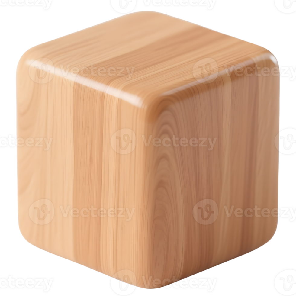 Wooden cube is isolated on transparent background png