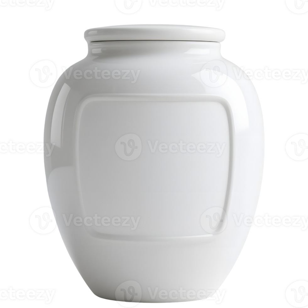 White ceramic jar isolated on transparent background png