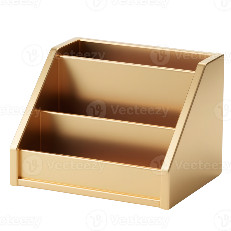 Gold desk organizer isolated on transparent background png