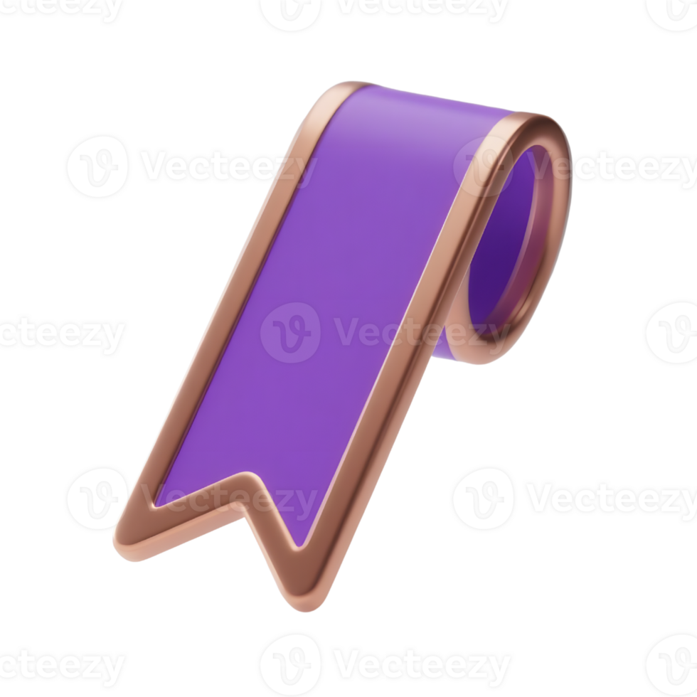 A purple and gold ribbon isolated on transparent background png
