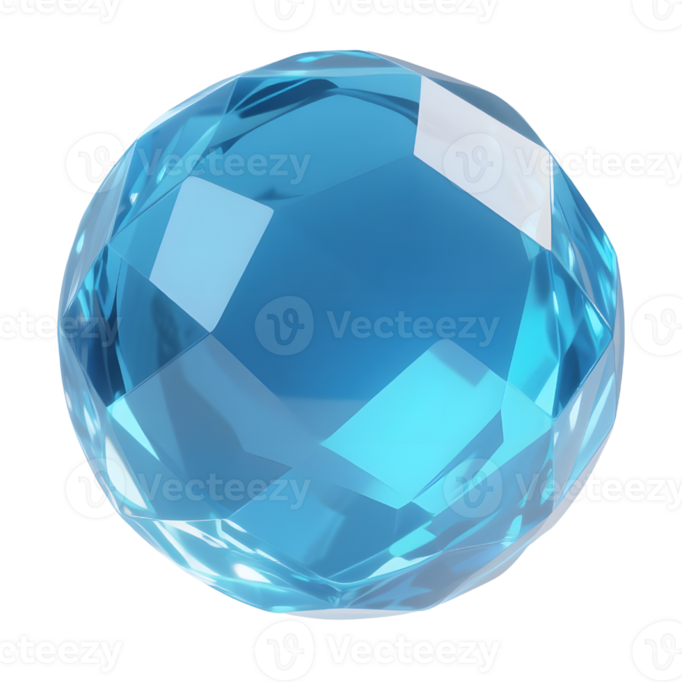 A blue crystal gem is isolated on transparent background png