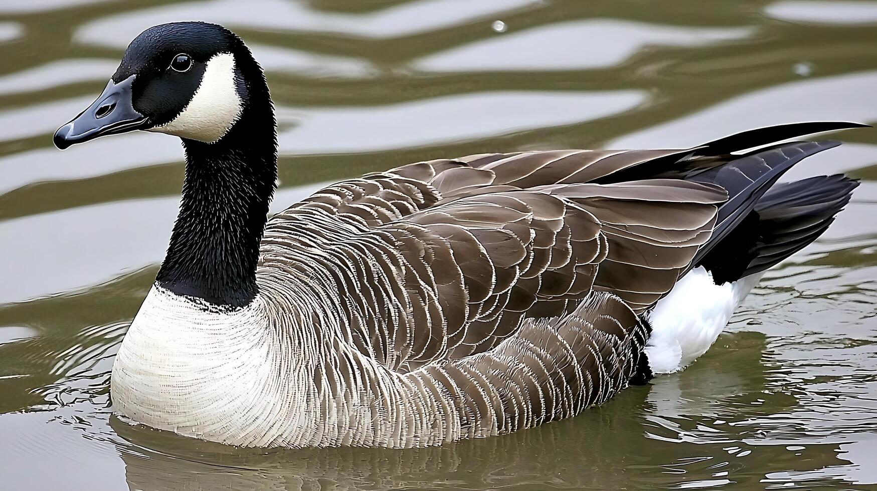 Majestic Canada Goose Glides Gracefully on Serene Water. photo
