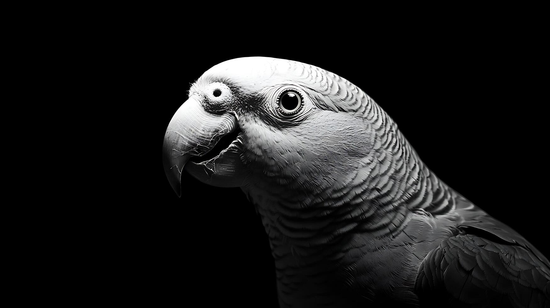 Striking Close Up Portrait of an African Grey Parrot. photo