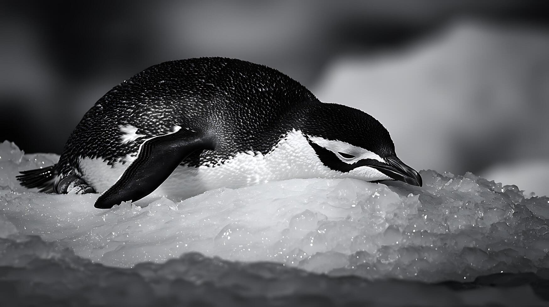 Majestic Penguin Resting Peacefully on a Gleaming Iceberg. photo