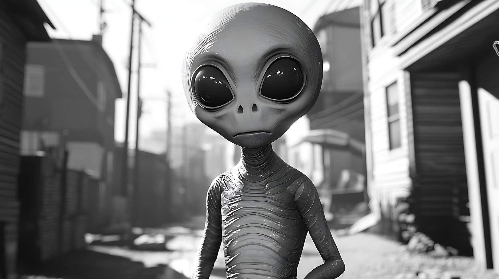 Mysterious Visitor from Another World Appears in Town. photo