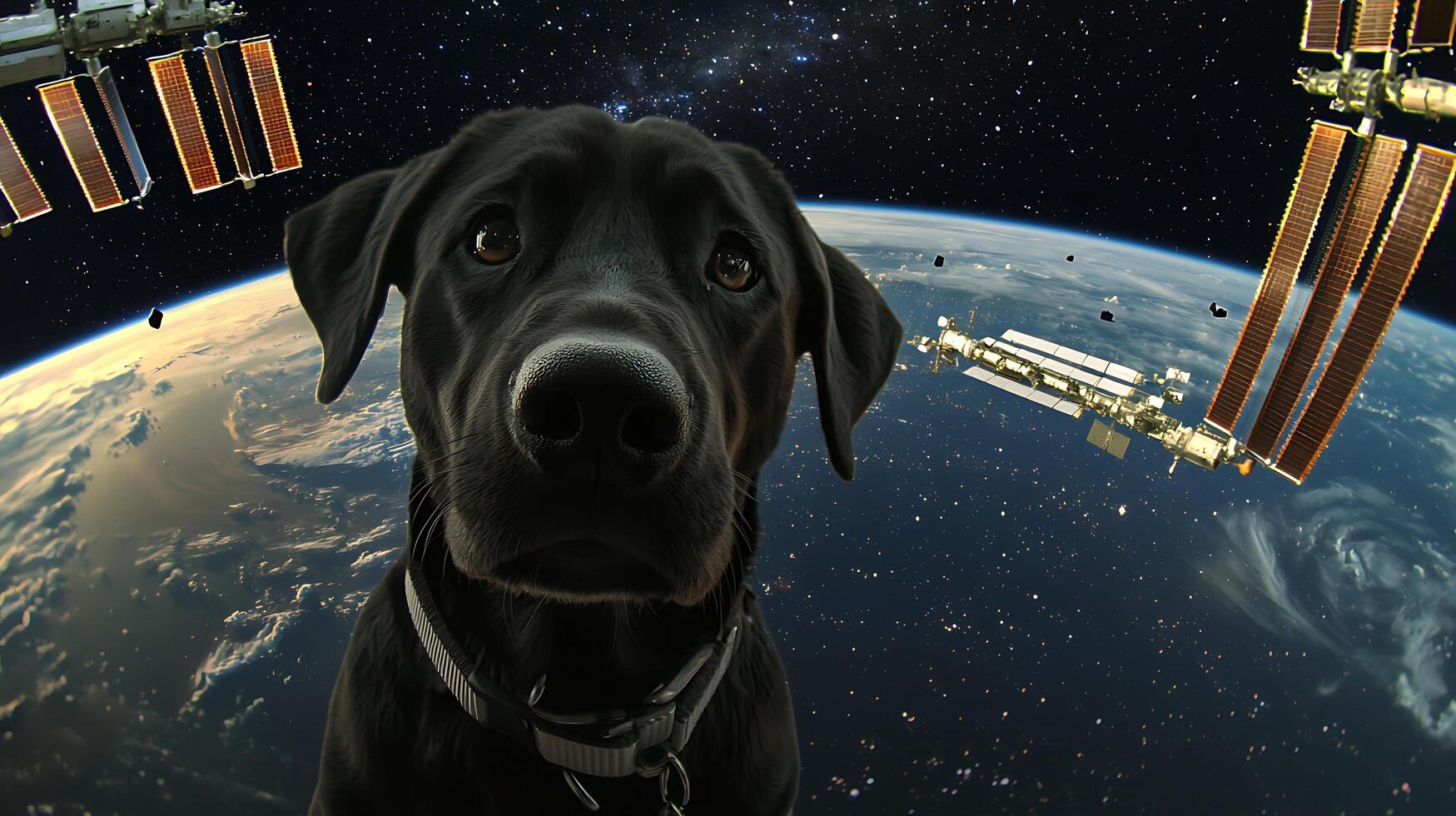 A Dog's Amazing View Of Earth From Space Orbit. photo