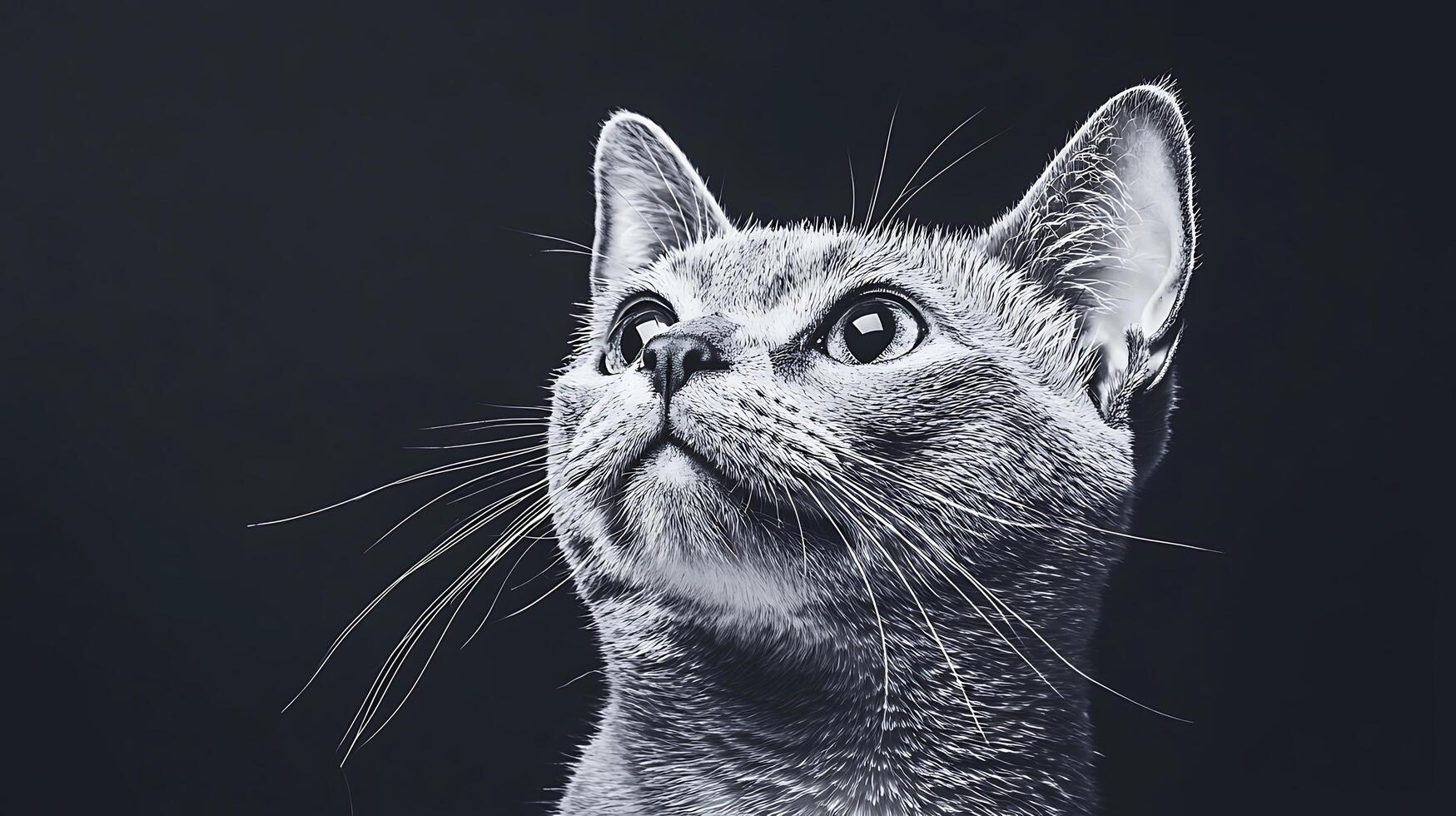 Majestic Cat Portrait With Intense Gaze on a Dark Background. photo