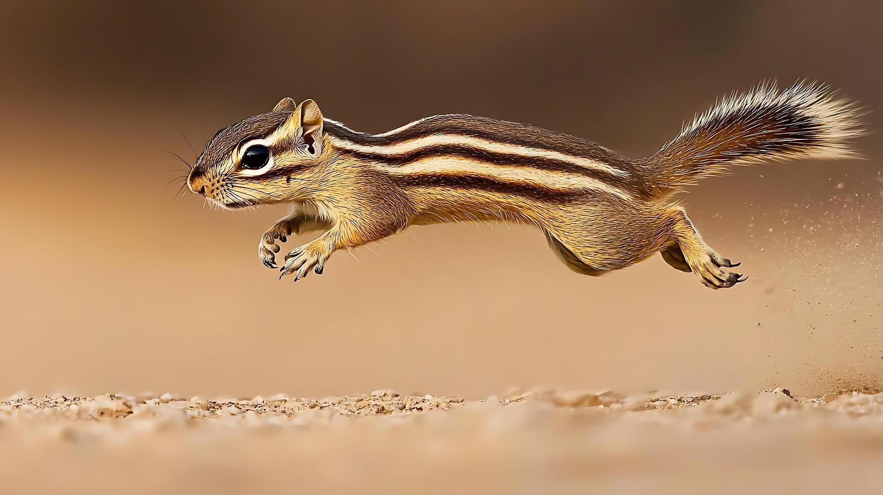 Agile Chipmunk in Midair Leap Captures the Essence of Nature's Speed photo