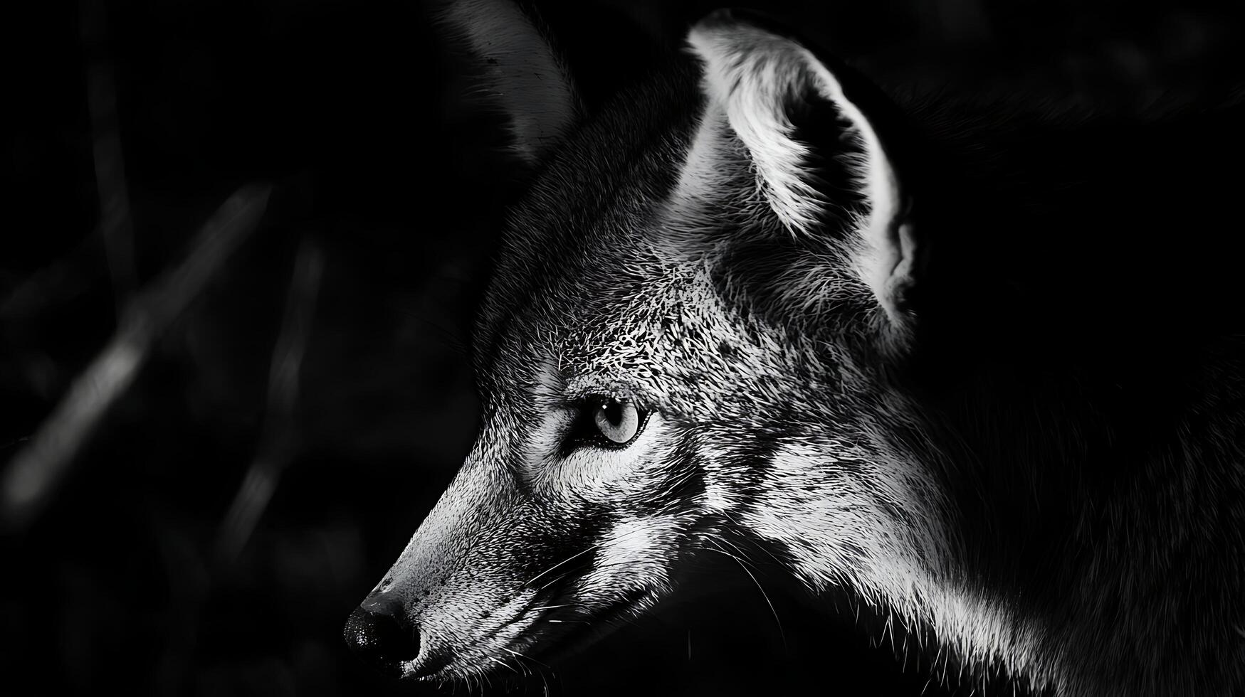 Piercing Gaze of the Lone Wolf in Stark Black and White. photo