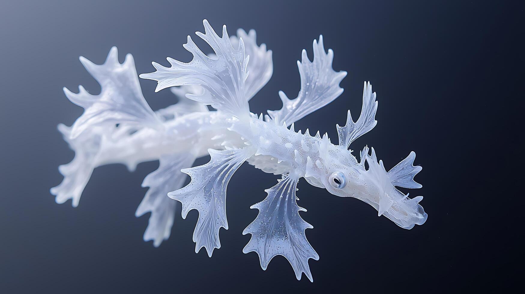 Ethereal Dragonfish With Delicate Translucent Fins Dances in Deep Blue Water. photo
