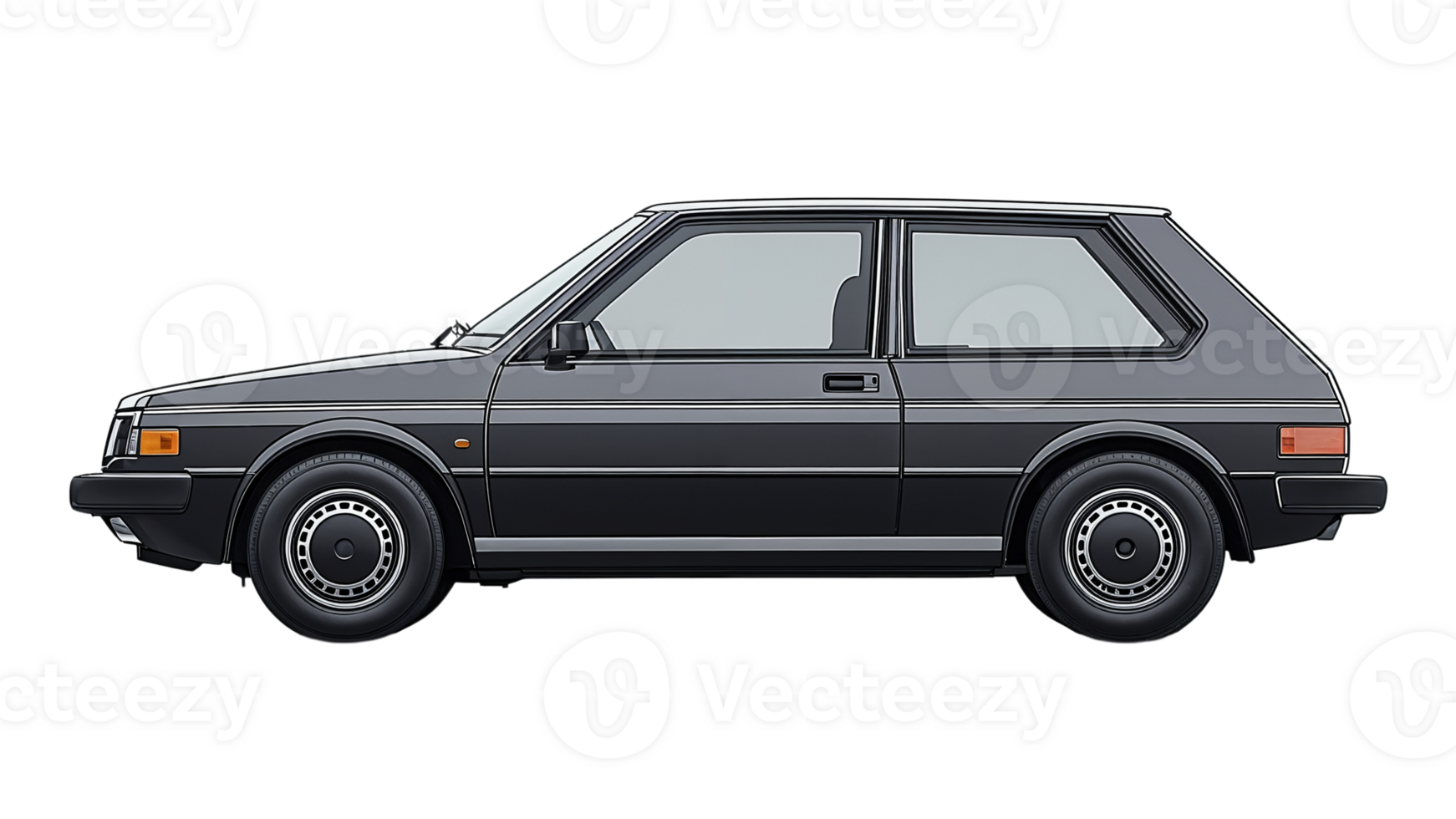 classic hatchback car illustration on Transparent Background png