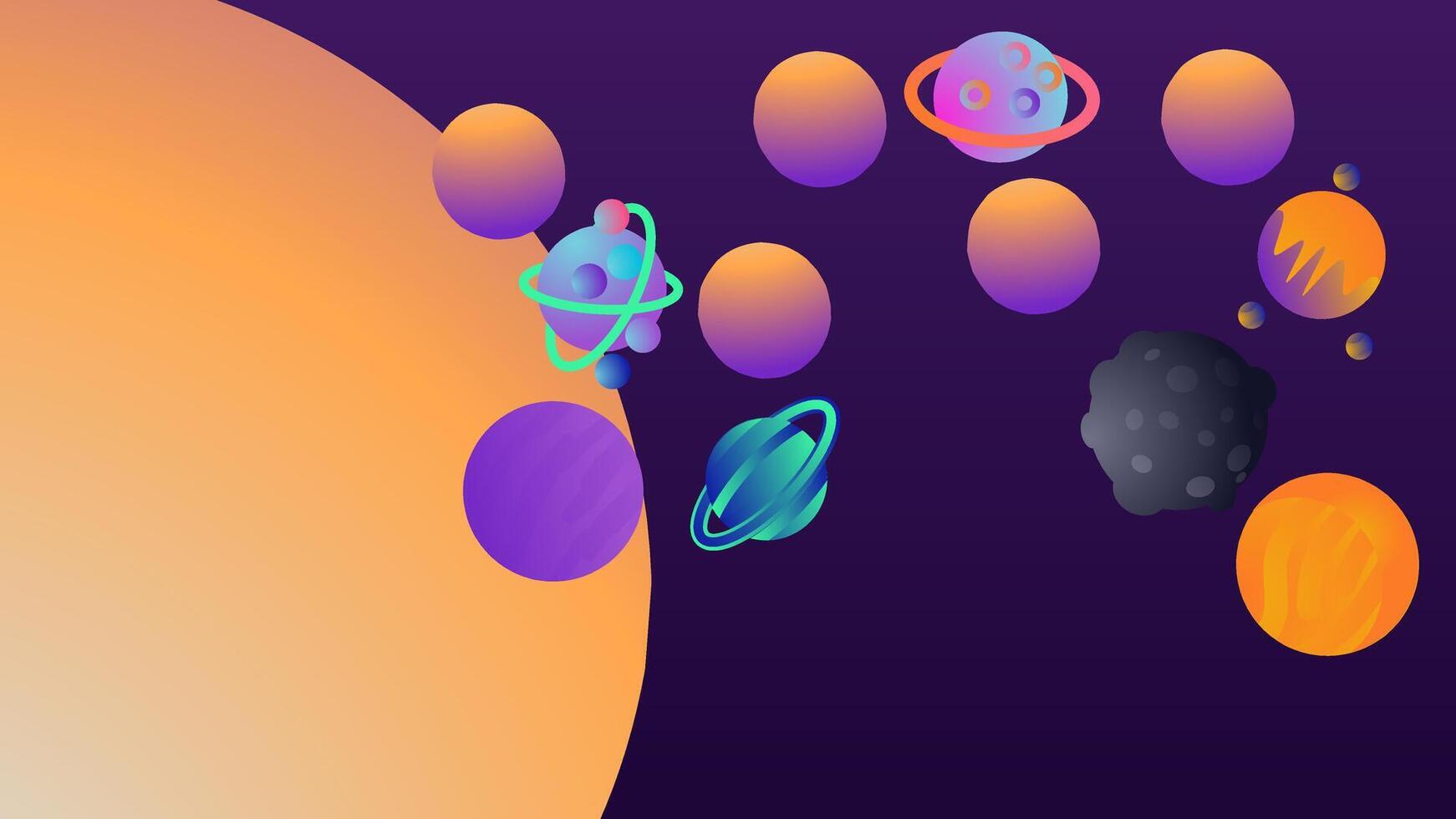 Planets and stars in outer space vector